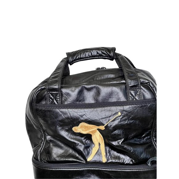 Belding Sports Vintage 1970's Custom Grain Black Leather Golf Gym Tote Bag - Picture 13 of 13